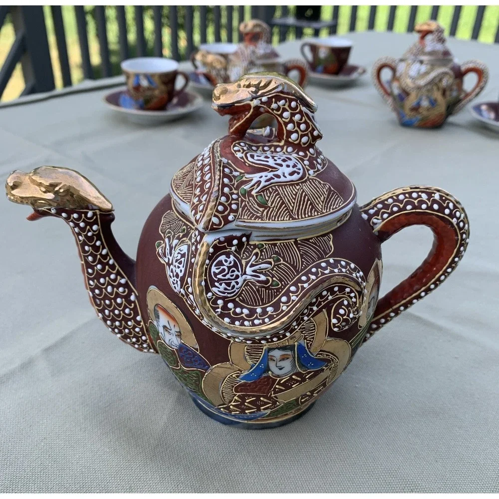 VTG JB Betson Dragonware 15 PC Tea Set Moriage Teapot Cups Saucers